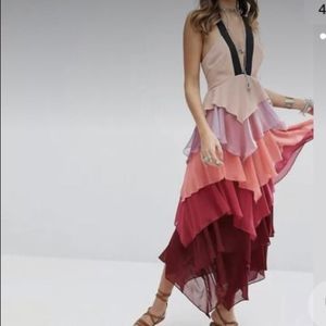 Free People chiffon layered ruffles dress 12